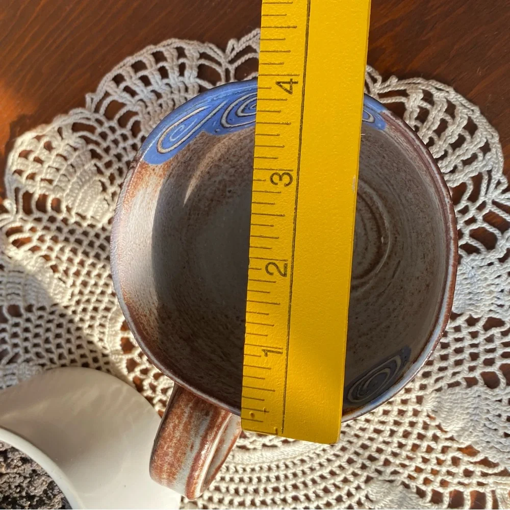 Stuido Pottery Handcrafted Brown and Blue Ceramic Teacup